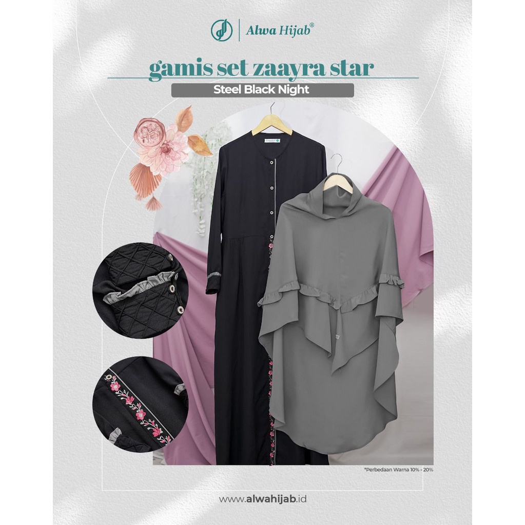❤❤READY )ZAAYRA BY ALWA HIJAB TERBARU | Set Gamis + Khimar |Olly890|  Gamis Dewasa Kekinian Terbaru 