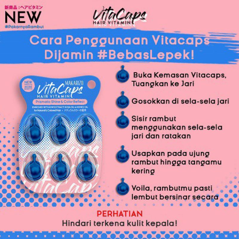 Makarizo Vitacaps Hair Vitamin Prismatic Shine &amp; Color Reflect - Vitamin Rambut Kapsul 6x1 ml