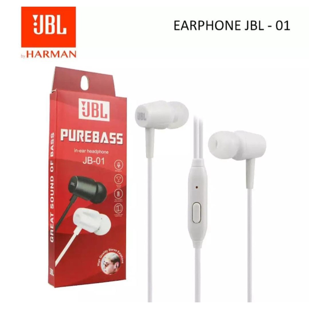 Handsfree Headset Eaphone JBL JB01 Purebass