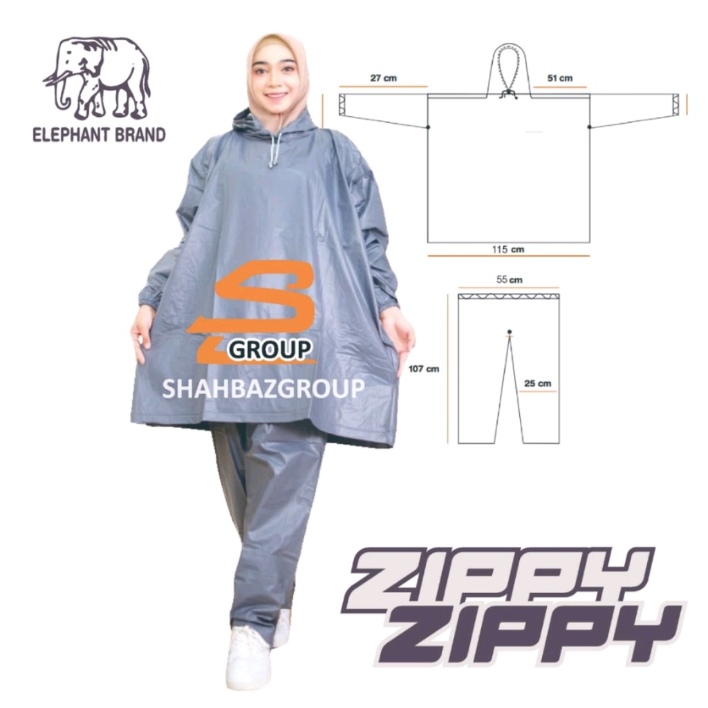 ZIPPY Elephant Brand Jas hujan Ponco Kelelawar Celana