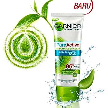 Garnier Pure Active Matcha Deep Clean Dirt &amp; Oil Control Cleanser Foam Skin Care - 100 ml