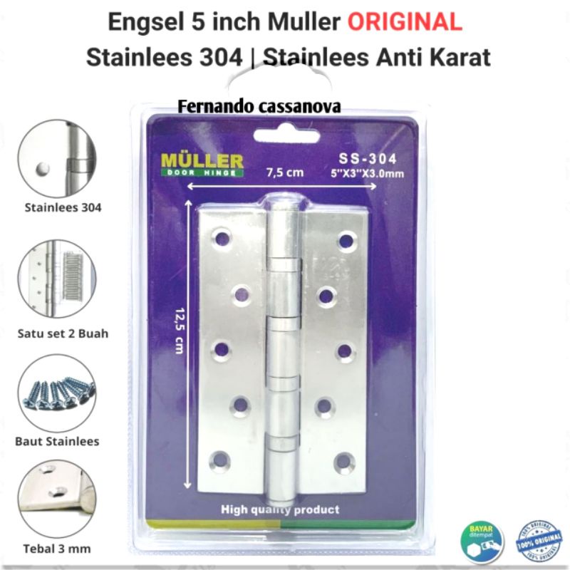 Engsel Pintu / Rumah Stainless MULLER 4 inchi Engsel Pintu stainless