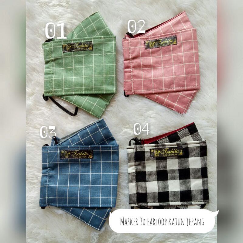 MASKER KAIN 3 DIMENSI KATUN JEPANG ORI EARLOOP TELINGA REAL PICT
