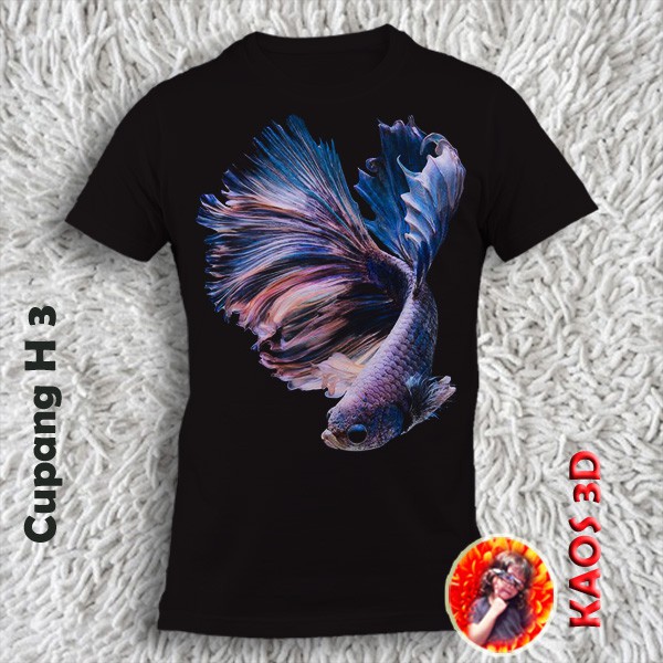 Baju Anak dan Dewasa Kaos 3D Gambar Ikan cupang
