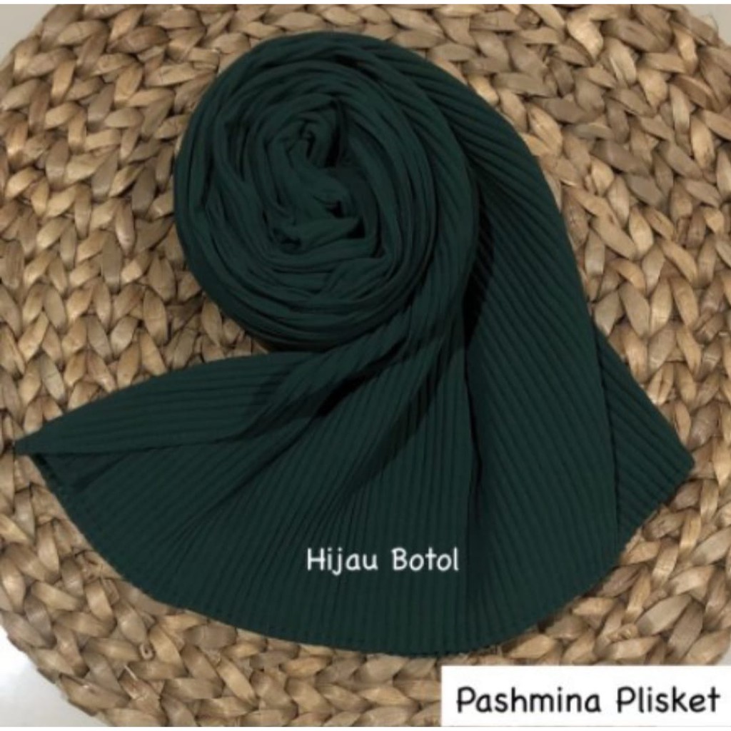 CRIMELDA PASHMINA PLISKET FULL 175x75 DIAMOND CREP HIJAB FASHION MUSLIM-IJO BOTOL P.PLISKT