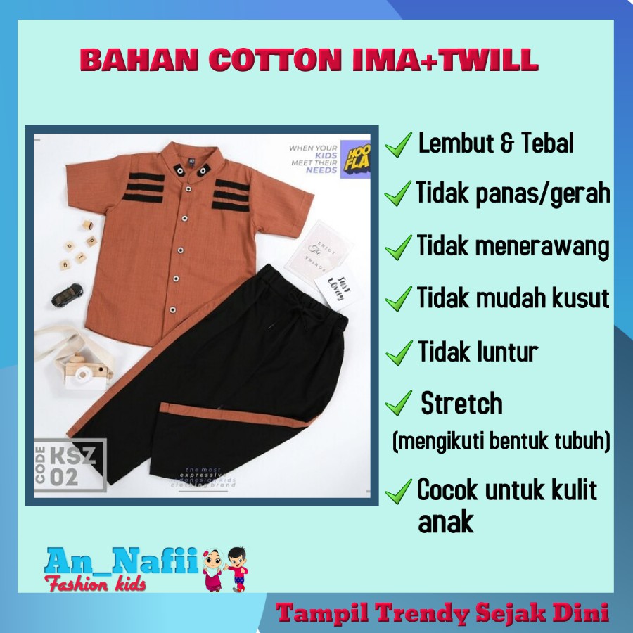 Kemeja Koko Anak Laki Laki 1 - 10 Tahun Hoofla Setelan Baju Ngaji Anak Laki Laki 2 3 Tahun 5 Tahun 7 Tahun
