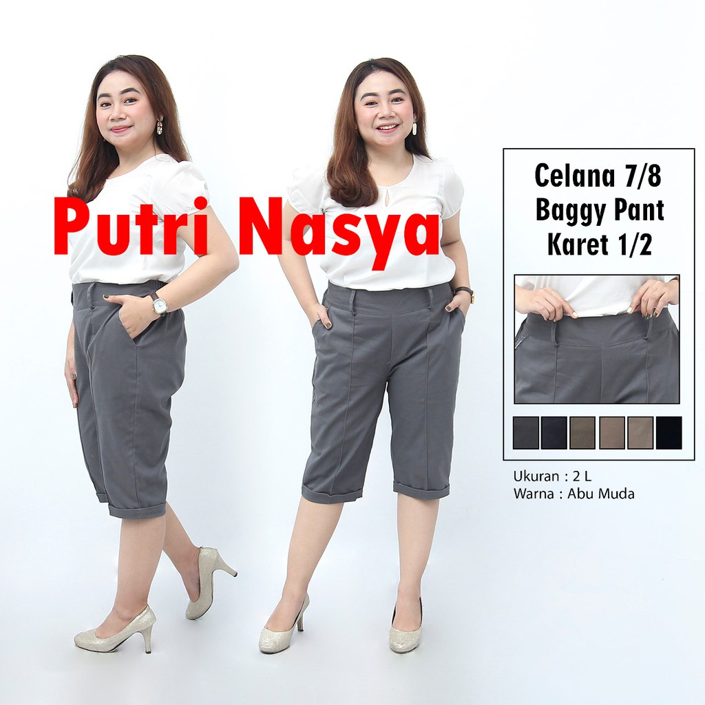 Celana 7/8 jumbo / baggy pant jumbo / celana pendek bigsize 8L-6L-5L-4L-2L-XL-S fit to L karet melar