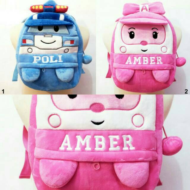 Tas ransel anak import boneka pesawat poli dan amber roy dan helly impor