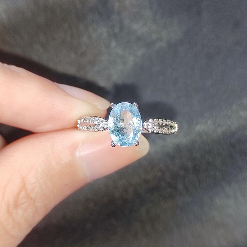 Fancyqube Cincin Silver 925 Hias Batu Permata Kristal Topaz Biru Untuk Wanita