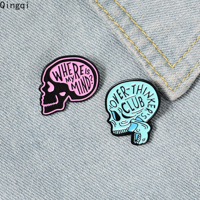 Bros Pin Enamel Bentuk Tengkorak Overthink Untuk Hadiah