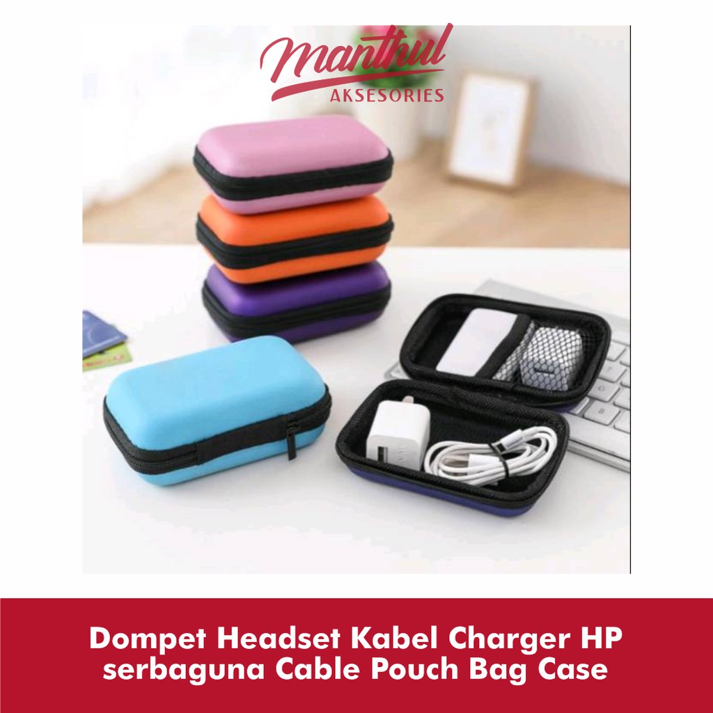 Dompet Headset Kabel Charger HP serbaguna Cable Pouch Bag Case