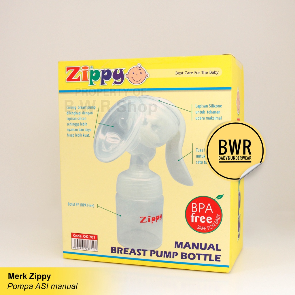 Pompa ASI Manual ZIPPY / Breast Pump Botol Susu BPA Free Ibu Menyusui | Bwr IX