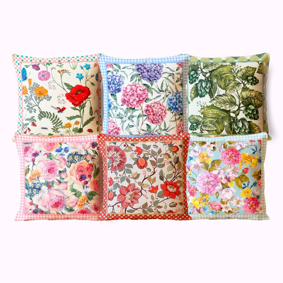 COVER SARUNG Bantal Sofa 40x40 cm Full Print Motif Floral Botanical - Pusat Kado Murah