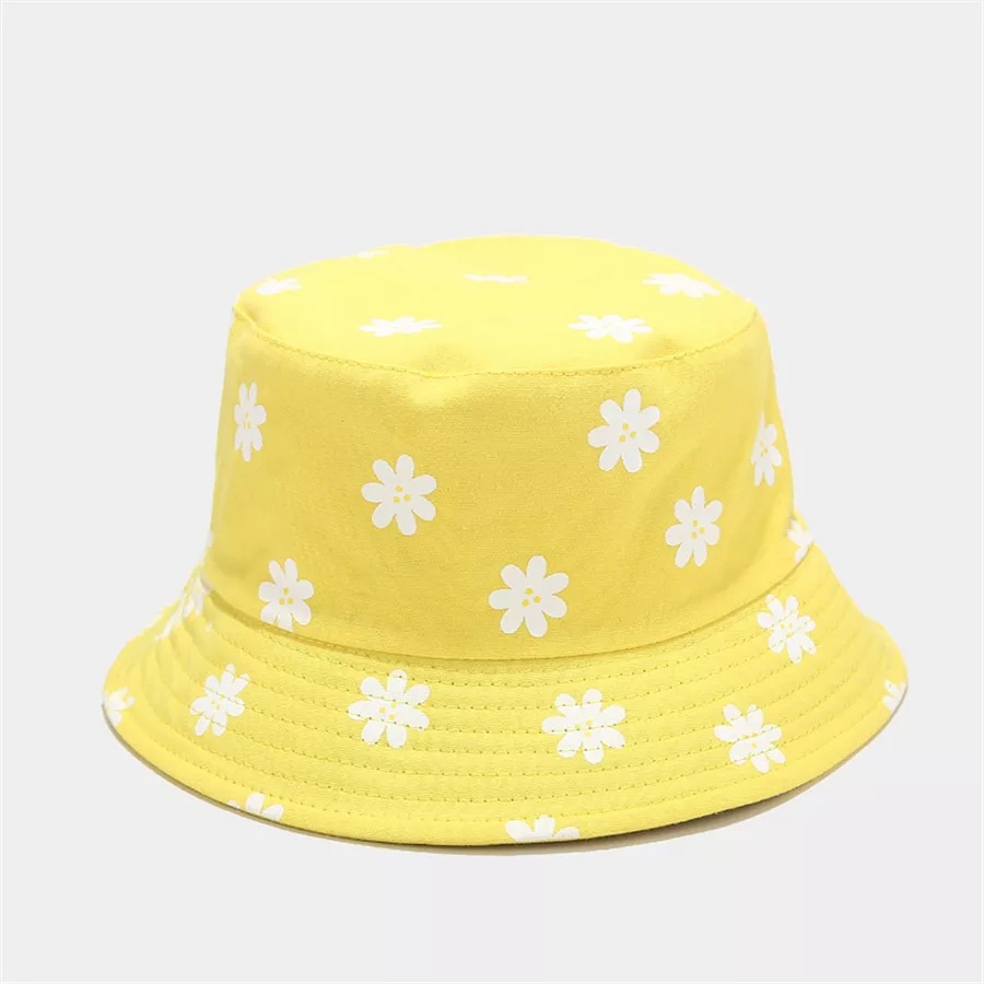 Topi Bucket Dewasa dan anak Sablon Bunga daisy 1 sisi D003 Daisy Bahan Drilll / Daisy 003