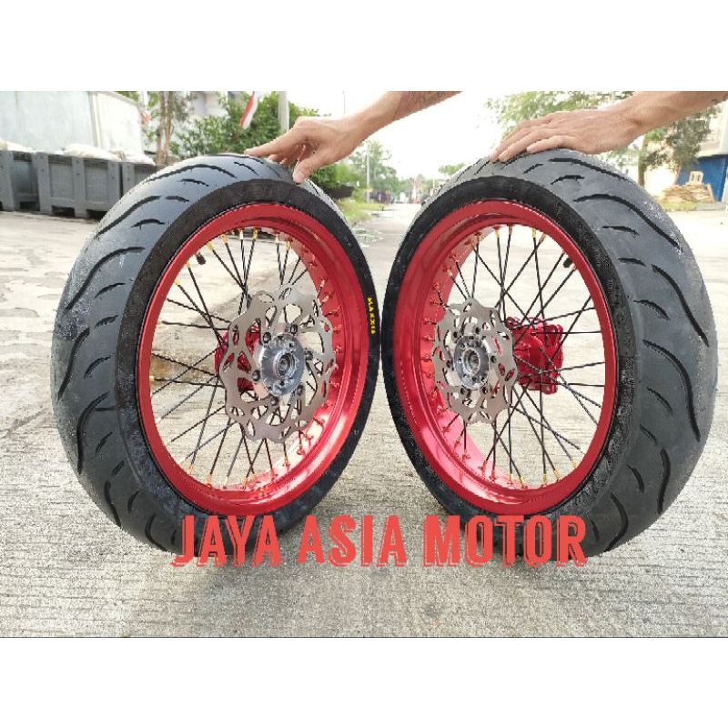 SUPERMOTO KLX-D tracker ring 17 plus ban MAXXIS tromol ready ORI Kawasaki free cakram depan belakang