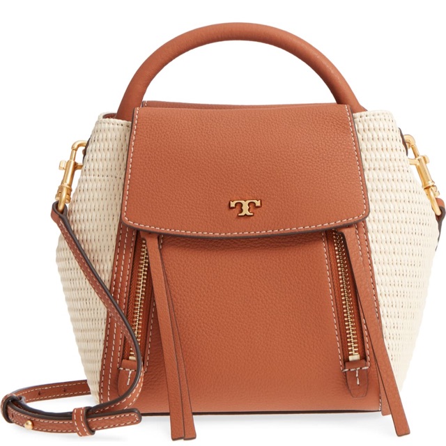 Tory Burch Half Moon Straw Cross Body Bag