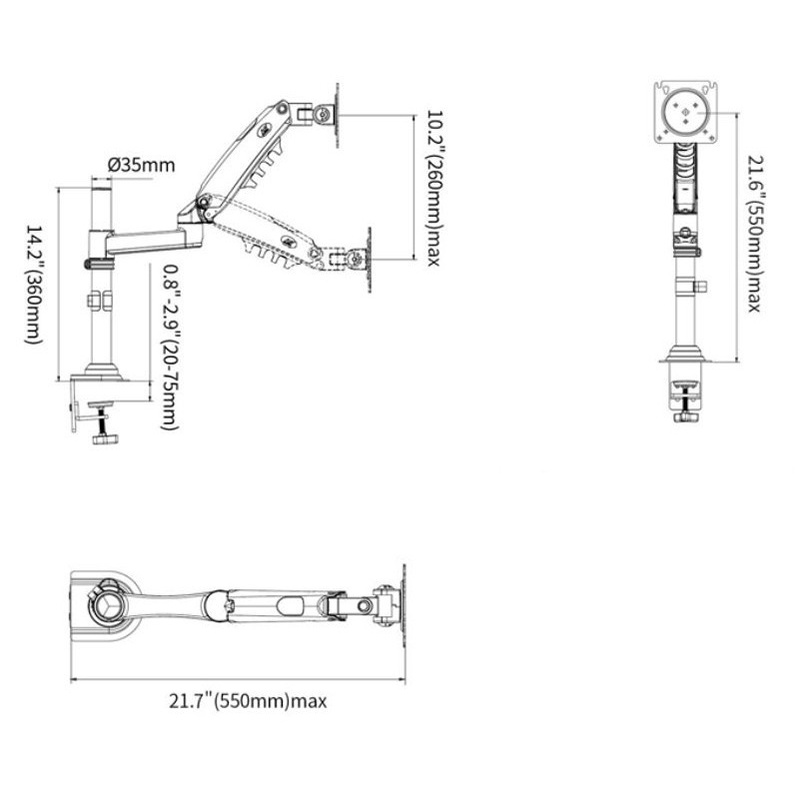 Bracket North Bayou H80 17&quot; - 27&quot;