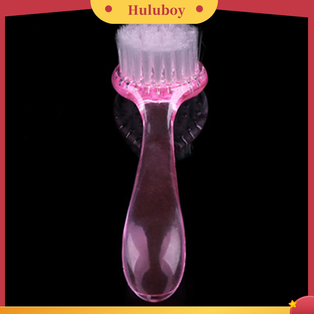 Huluboy Huluboy♡ 1pc Brush Pembersih Debu Kuku Kepala Bulat Gagang Panjang Bahan Plastik