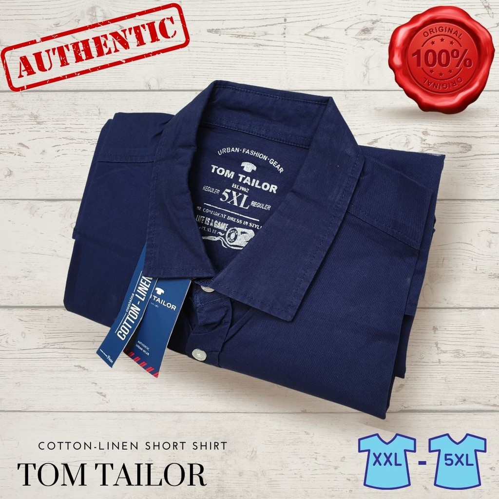 Hem Pendek Big Size Tom Tailor Original Jumbo Biru Navy Polos