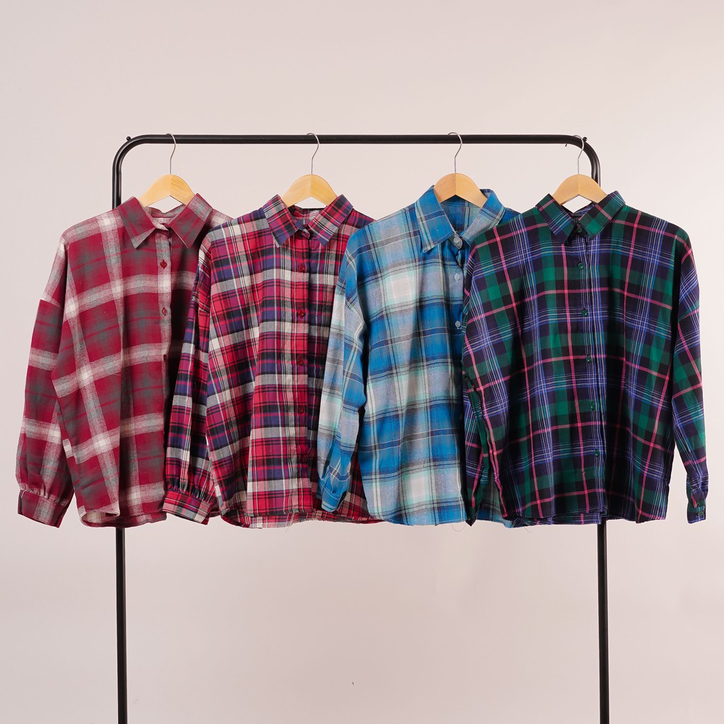 KEMEJA BOYFRIEND KOREA OVERSIZE NANINUNENO FLANEL PREMIUM SHIRT B395 CO