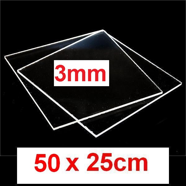 

Acrylic / acrilic / akrilik bening, tebal 3mm ukuran 50cm x 25cm
