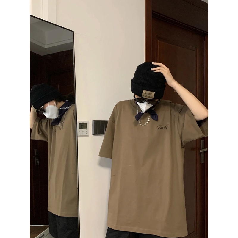 Premium brown new kekinian korean style couple oversize t shirts original (BONELES)