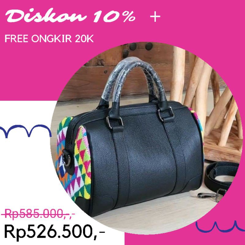 TAS HANDBAG DAN SELEMPANG TENUN | TAS SELEMPANG WANITA ETNIK KOMBINASI KULIT ASLI 04
