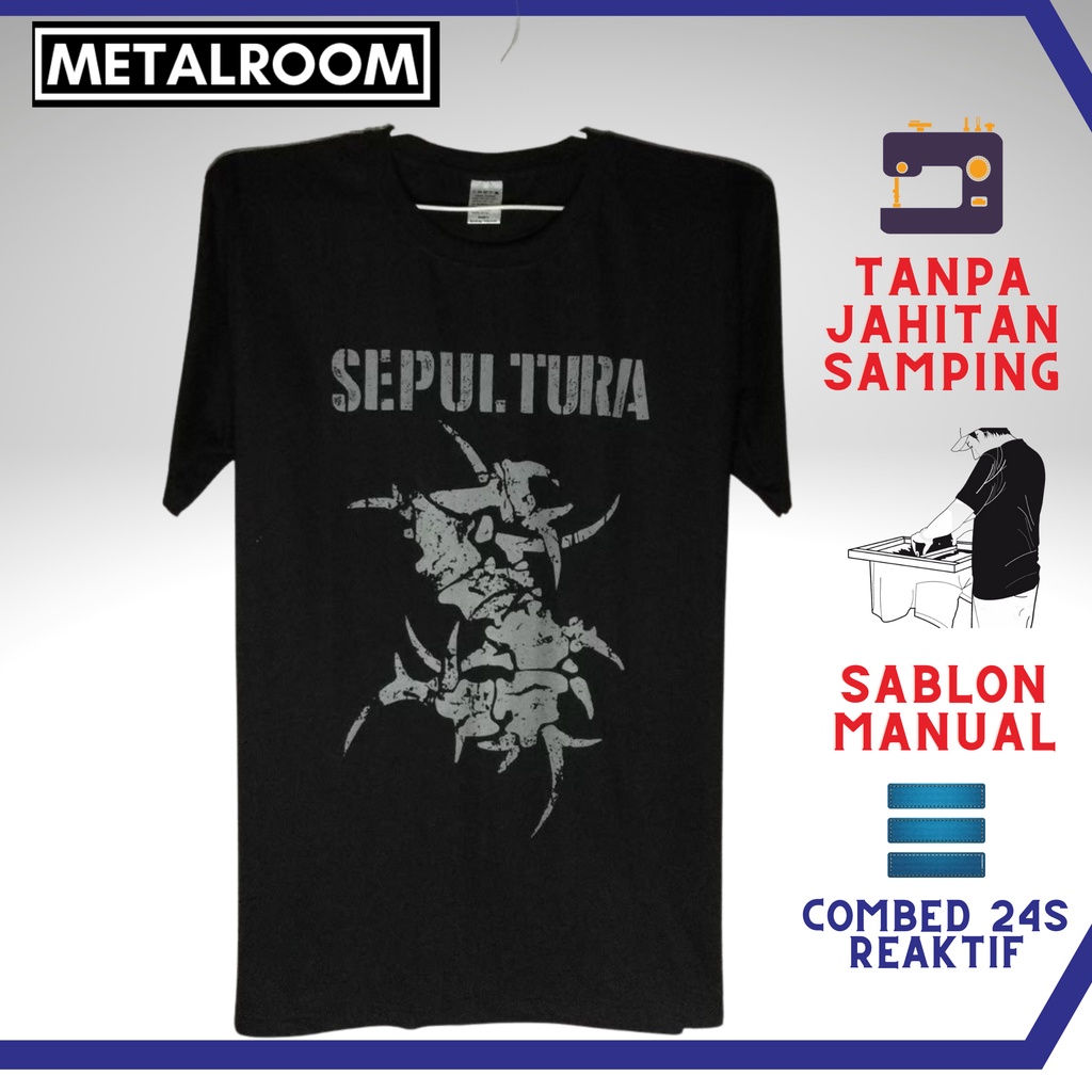 baju kaos tshirt musik metal pria wanita band sepultura Garuk Built up tanpa jaitan samping