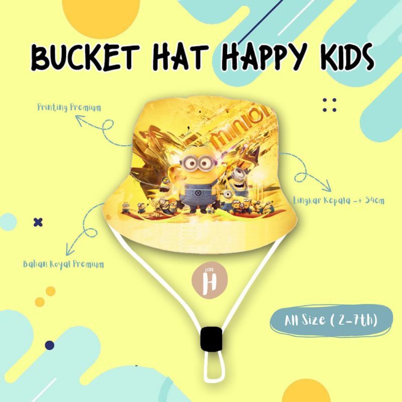 BUCKET HAT HAPPY KIDS 2-7thn