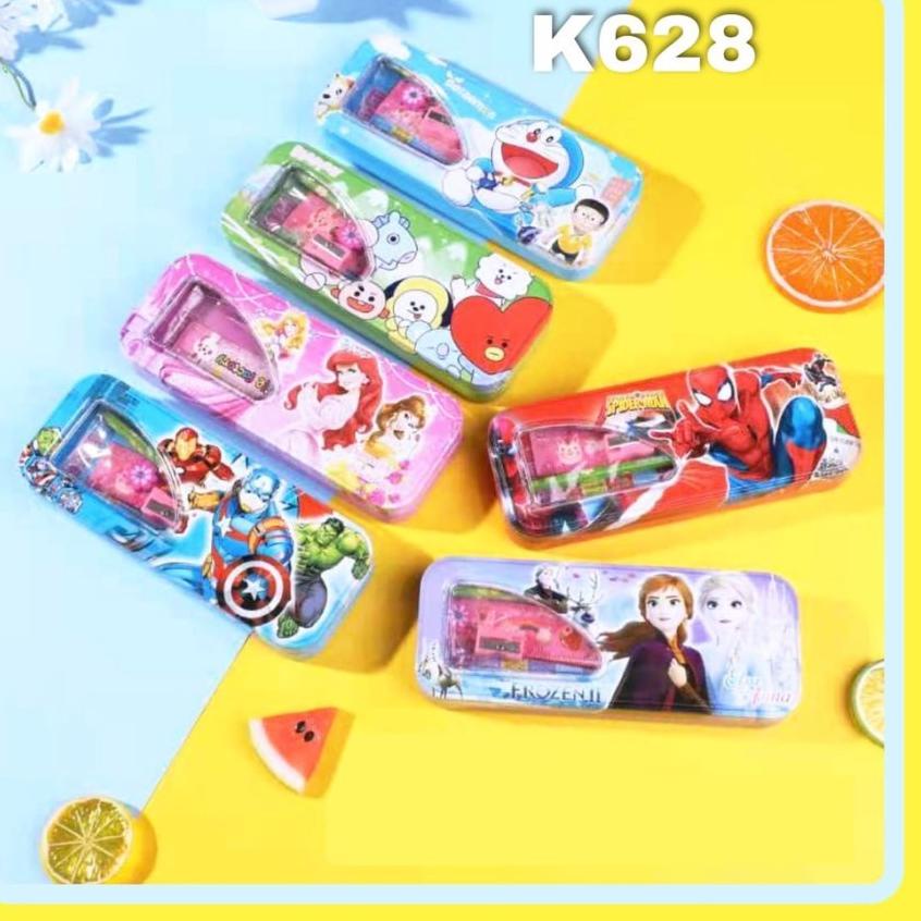 

(D-IJY (♥ // SATU SET Tempat Pensil Kaleng Dua Tingkat Kotak Pensil Kaleng Susun Karakter Lucu (langsung kirim