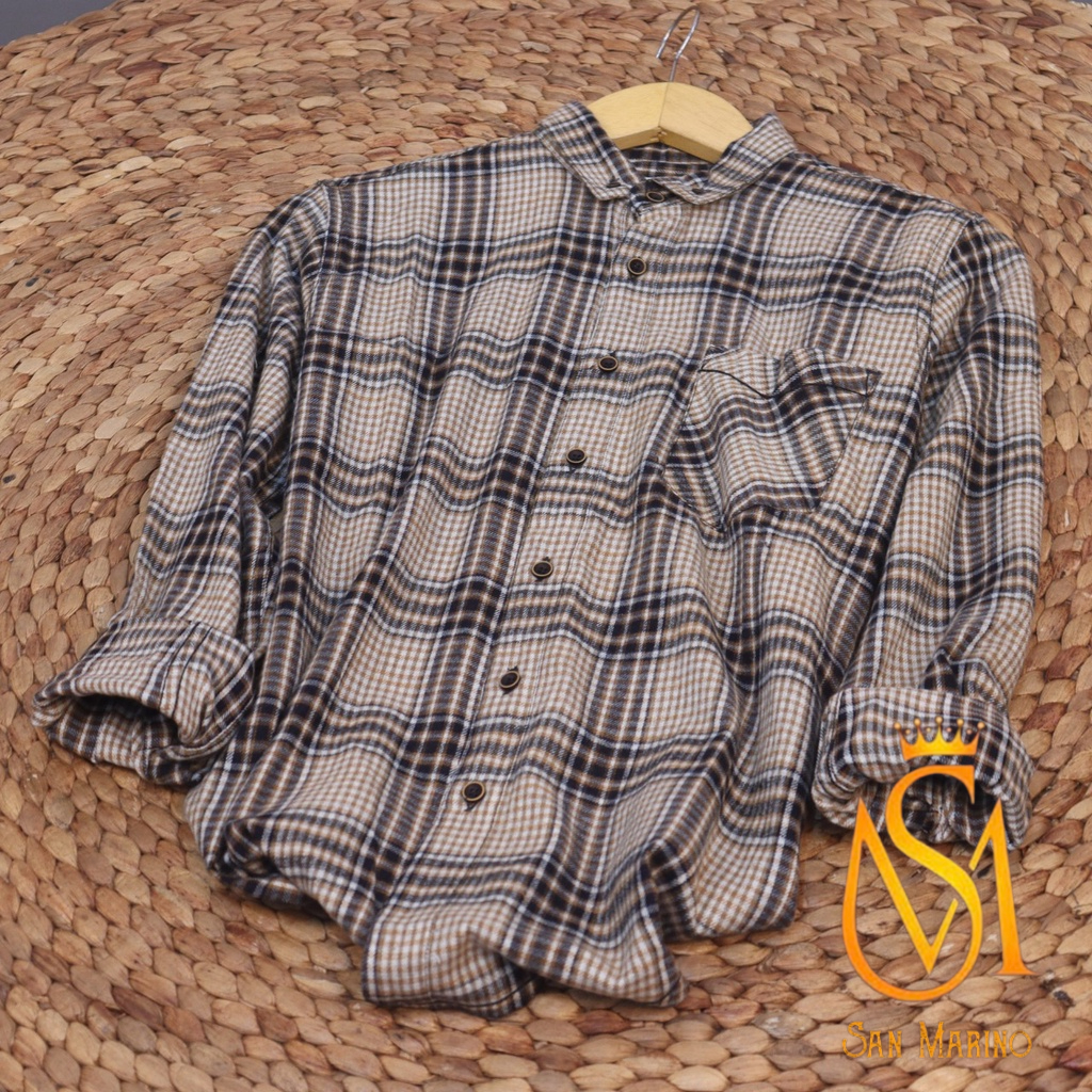 Jual San Marino Kemeja Flanel Pria Kemeja Flannel Premium Kemeja Jack Brown Ukuran M L Xl