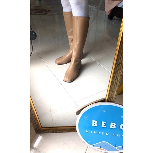 Heels Boots Sebetis Wanita Waterproof inner velvet Kulit Sintetis