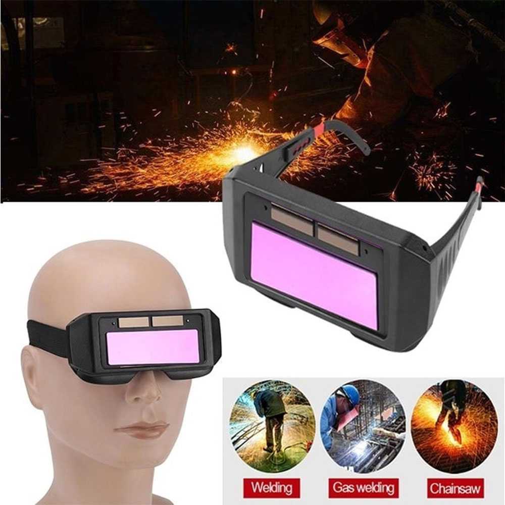 Kacamata Las Otomatis Auto Darkening Soldering Googles / Kacamata Las Bor Listrik Otomatis Gelap Terang Hitam Bening Anti Uv Radiasi Silau Auto Dark Darkening Kdk Digital Dual Glass Gaya Safety Keren Buka Tutup Pria Bagus  / Kacamata Pelindung Las Listrik