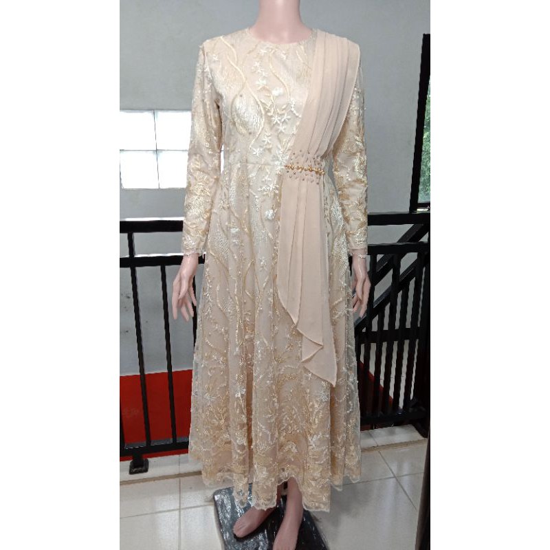 Jasa Jahit Dress Lamaran Tile Ekslusif List Ceruty Juntai Berpayet