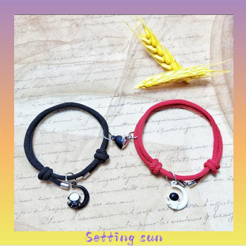 2Pcs Gelang Magnetik Pasangan Astronaut Uniseks Bintang Hadiah Perhiasan Fashion TN