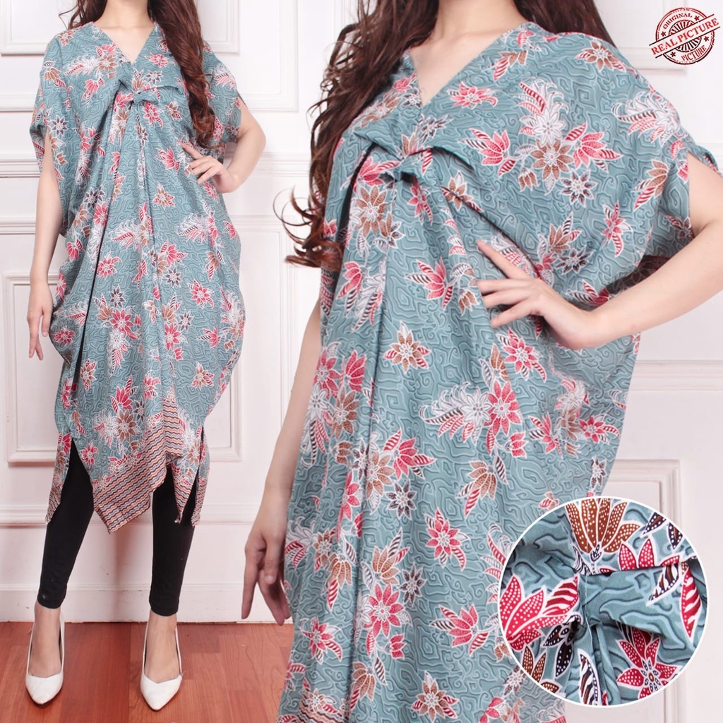 HOPYLOVY - Kaftan Wanita Terbaru Tunik Rose Bahan Halus 7/8 Renira