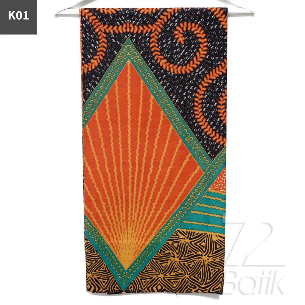 KAIN BATIK PREMIUM Bahan Katun Motif Tali Asri Warna Orange 722087 Cap 72 Jarik Jarit Samping Kebat Panjang Batik Katun Modern Premium Bahan Seragam Batik Pernikahan Kantor Keluarga Murah Kamen Jadi Batik Bali Lembaran