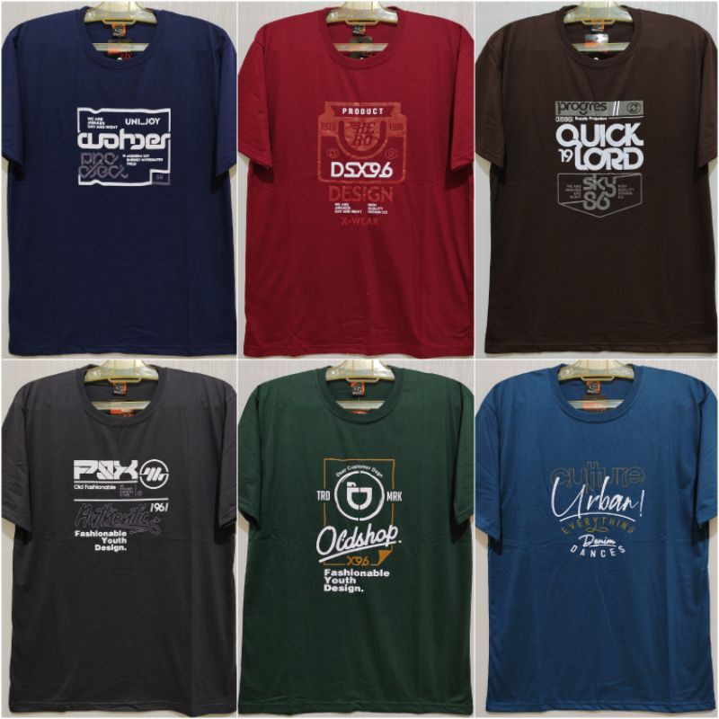 Kaos oblong gambar tulisan basic size L XL