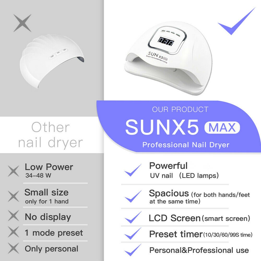 Nail Dryer UV LED 120W 45 LED SUN X5 Max Nail Lamp Alat Kecantikan Pengering Kutek Kuku