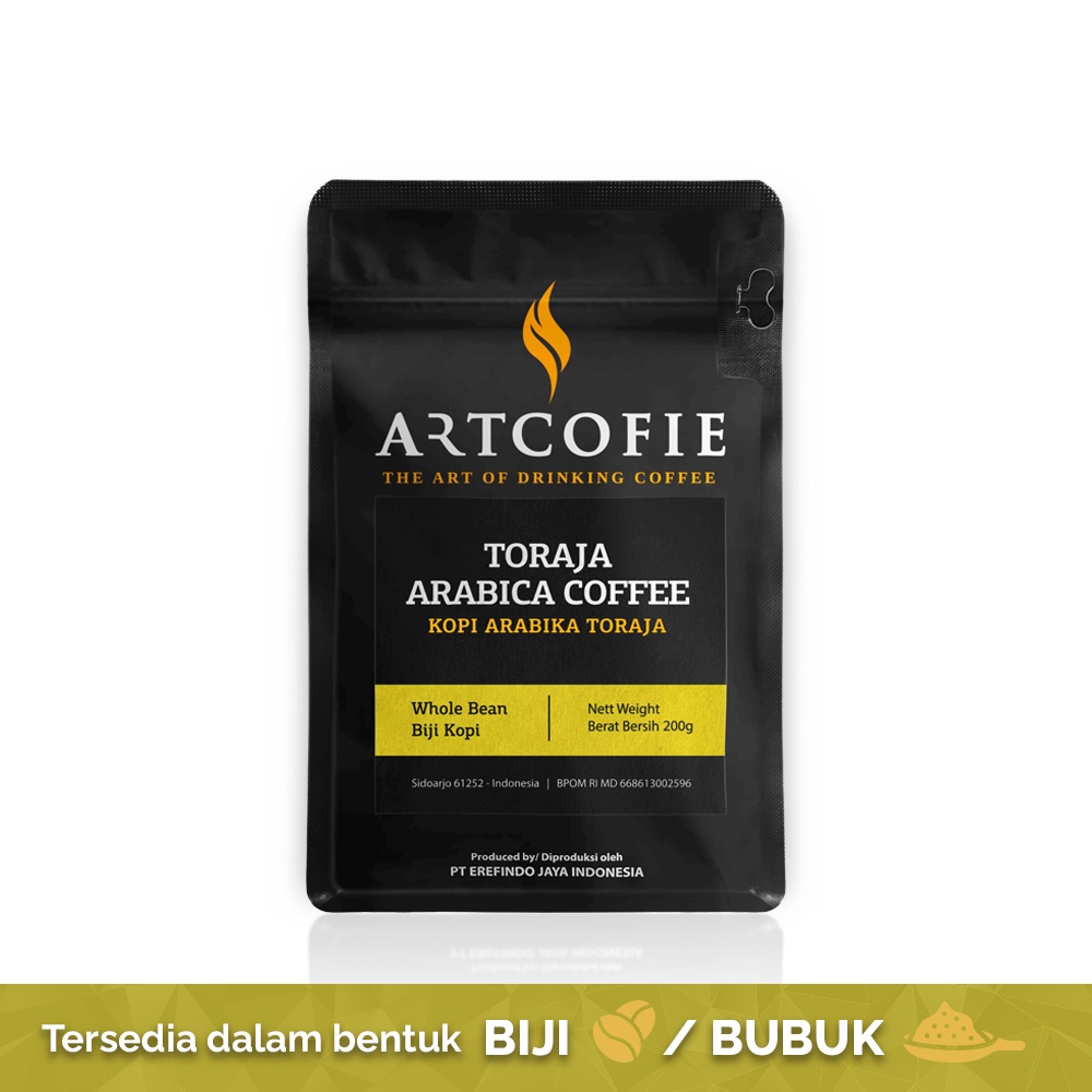 

Artcofie Kopi Toraja Arabica Pouch Biji / Bubuk 200gr (Bubuk/Biji)