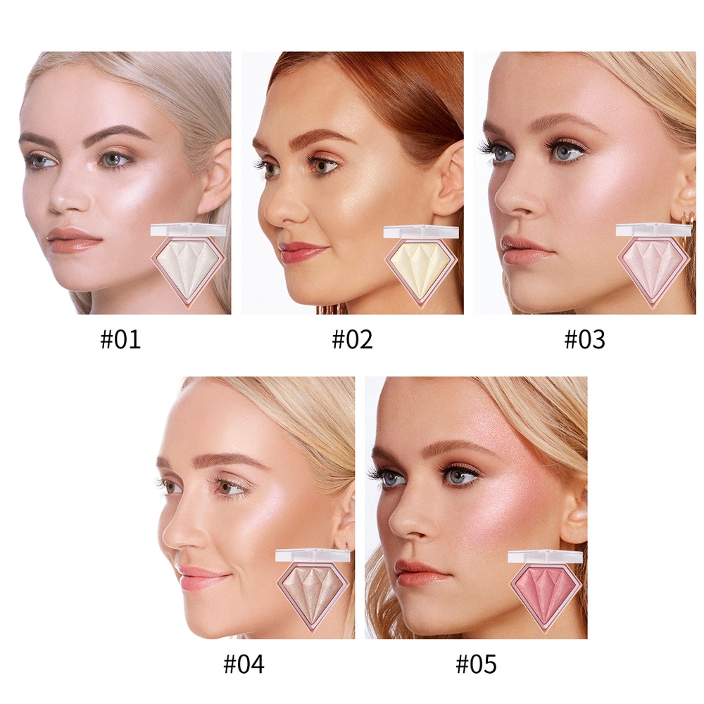 【Baru】Handaiyan 5 Colors Diamond Highlighter Face Highlight Powder Blush Shimmer Highlight