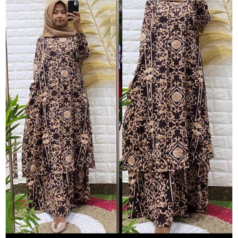 gamis Malaysia motif rayon premium busui