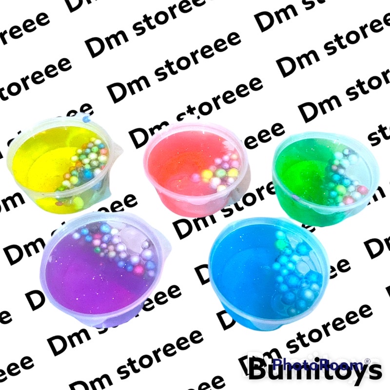 grosir 10 pcs slime glitter cup 35cc / slem murah / slime jiggly gliter / mainan anak murah