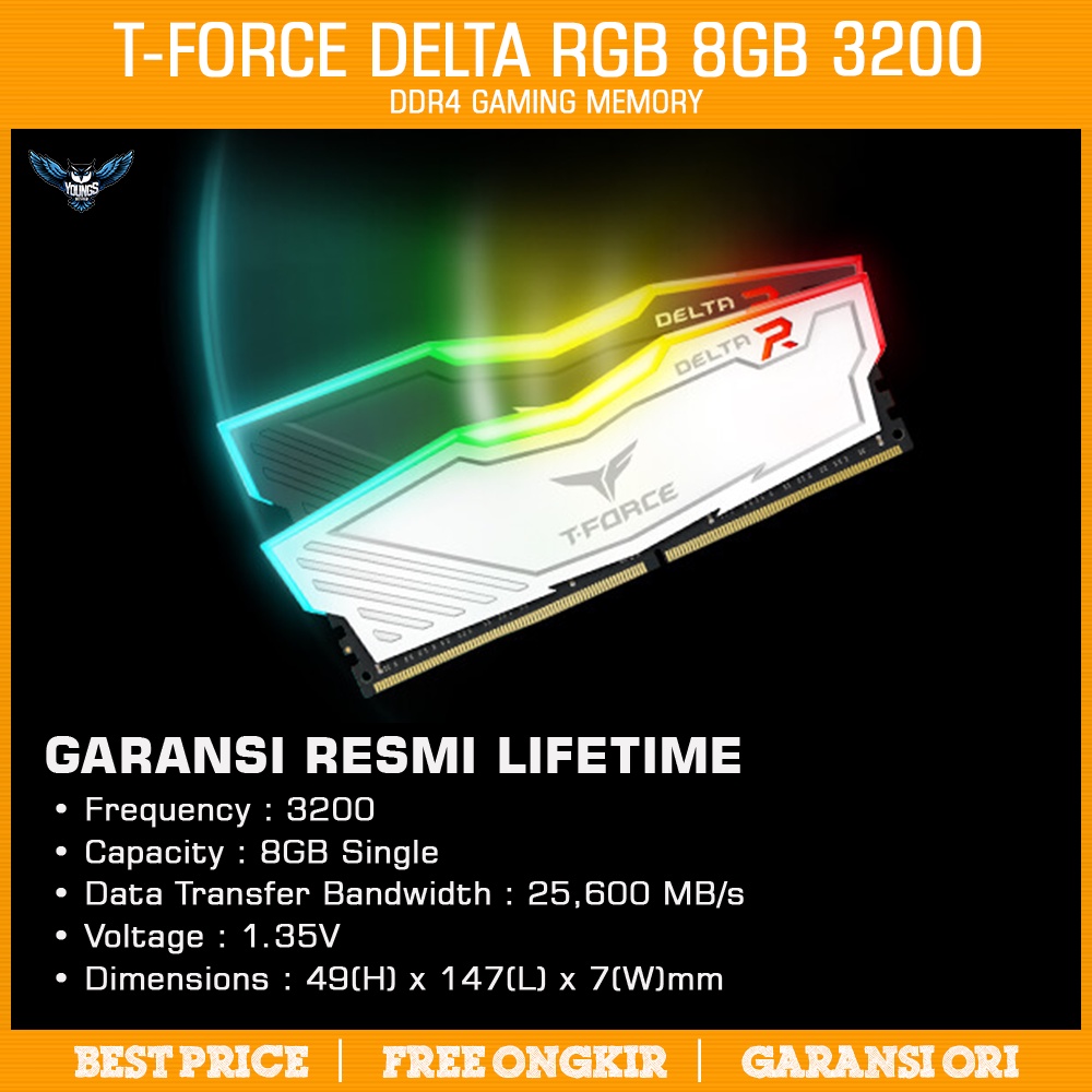 RAM Team T-Force Delta RGB 8GB 3200 (Single) Black/White DDR4 3200MHz