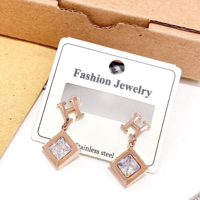 Anting Titanium stainless steel asli Rosegold earring premium Quality Anti karat anti alergi att04