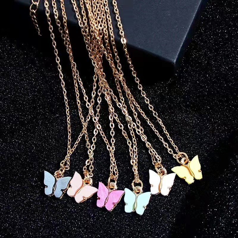 ✨ ✅COD Kalung Korea Titanium Premium Akrilik Kupu-kupu Rantai Klavikula Wanita Fashion Jewelry L103