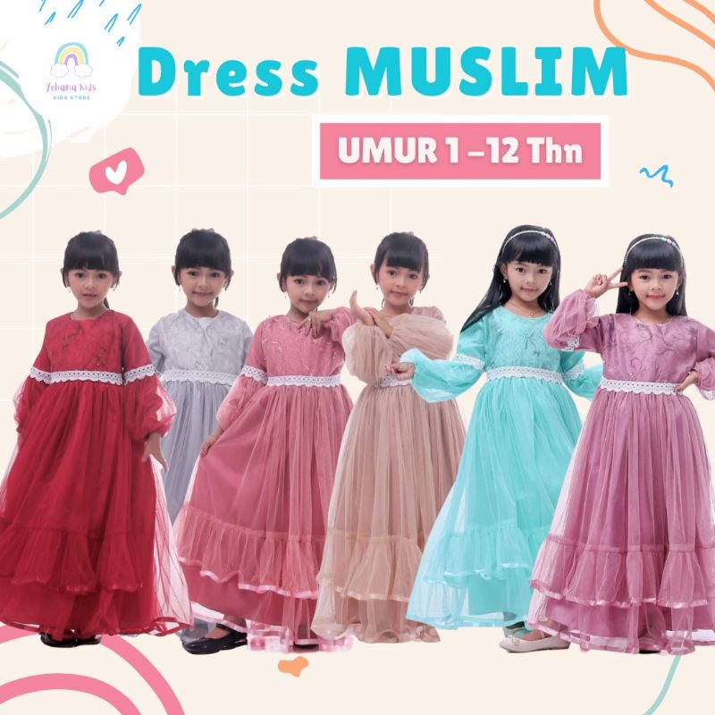 Dress muslim anak / baju pesta muslim anak perempuan / gamis anak/ dress muslim anak perempuan/dress