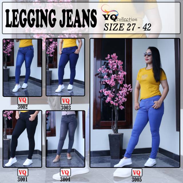 (BISA COD) Celana legging Jeans polos wanita (Softjeans)