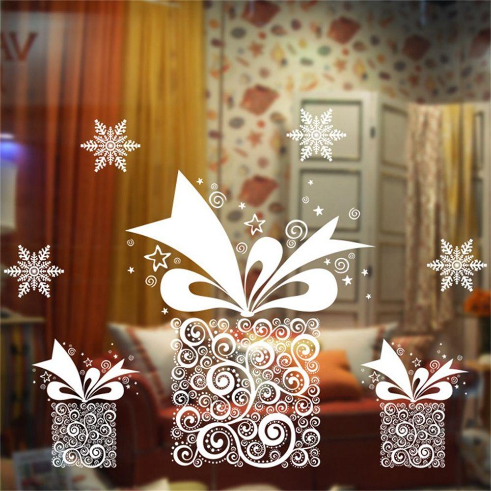 R-flower Static Sticker Removable Santa Claus Dekorasi Rumah Snowman Shop Window Putih Decal