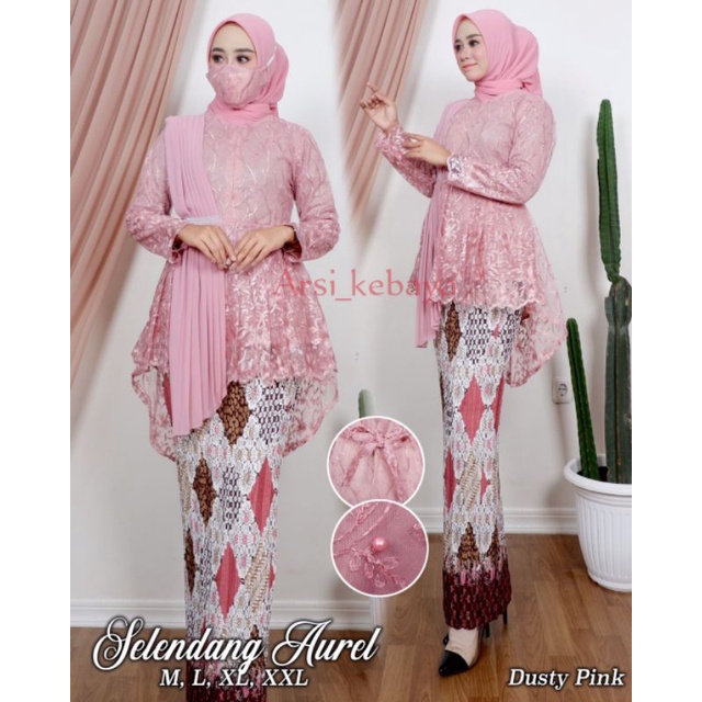 ARSI_KEBAYA (COD) SET KEBAYA SELENDANG AUREL / KEBAYA QUALITY PREMIUM / KEBAYA MODEREN / KEBAYA  ORIGINAL / KEBAYA WISUDA / KEBAYA PESTA / KEBAYA LAMARAN / KEBAYA KEKINIAN REALLPICT-DUSTY PINK